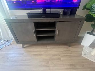 Mid-Century Modern Gray Wood TV Stand Media Console