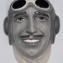 Gray Clay Art Ceramic Wall Mask, Clark Gable as Aviator Decorative Wall Hanging