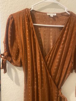 Brown Print Wrap Dress