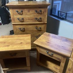 Solid Wood Dresser, 2 Night Stands And Armoire