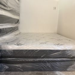 Queen Size Pillow Top Mattress With Box Spring Included 