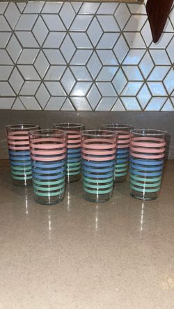 Vintage Mid-Century Modern Striped Drinking Glasses
