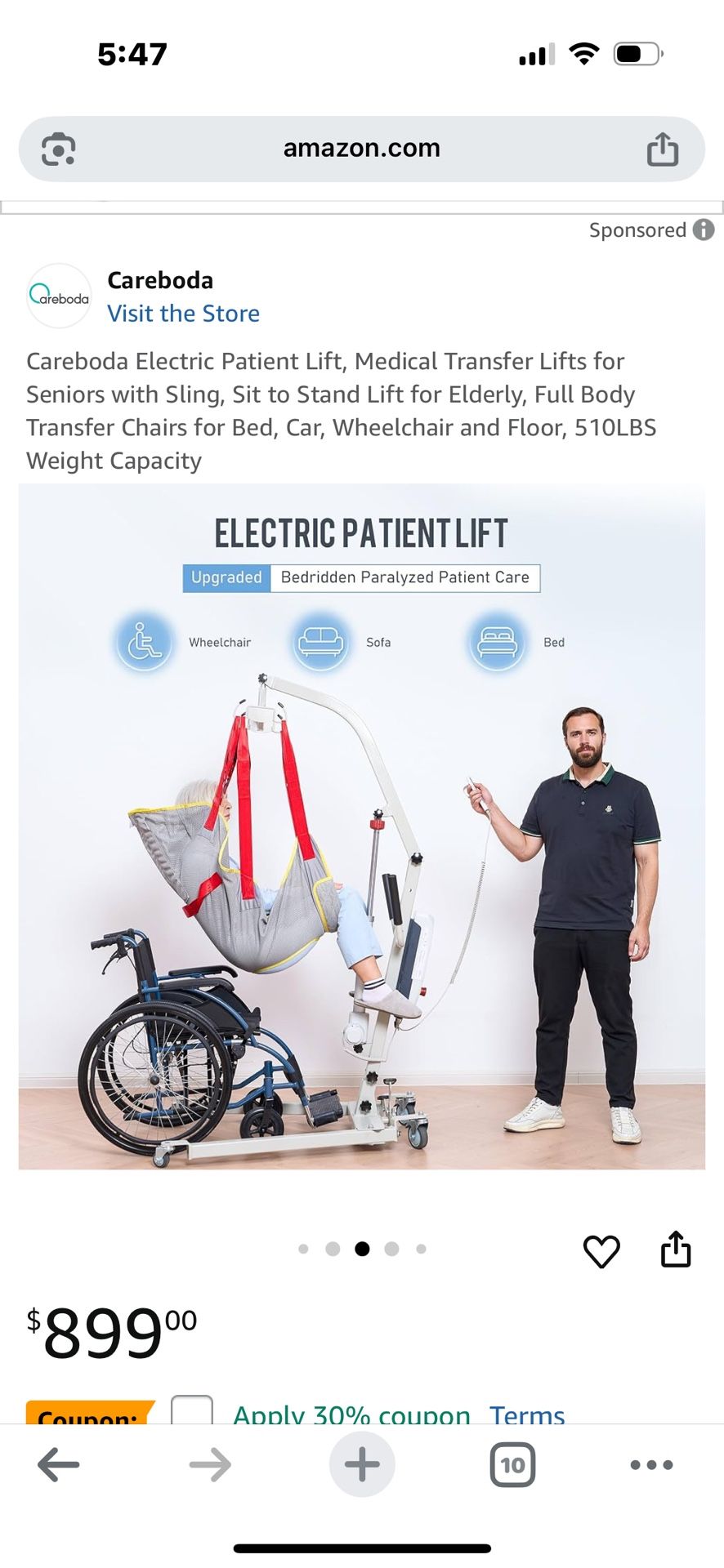 Electric Patient Lift, Medical Transfer Lifts for Seniors with Sling, Sit to Stand Lift for Elderly, Full Body Transfer Chairs for Bed, Car, Wheelchai