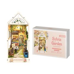 Strucwood DIY Book Nook Kit Sylvia Garden Wooden Puzzles with LED Dust Cover,3D Crafts Hobbies Gifts for Adults(SQ-22)