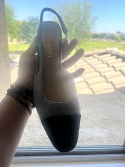 CC Original Two-tone Tweed Sling back Pumps