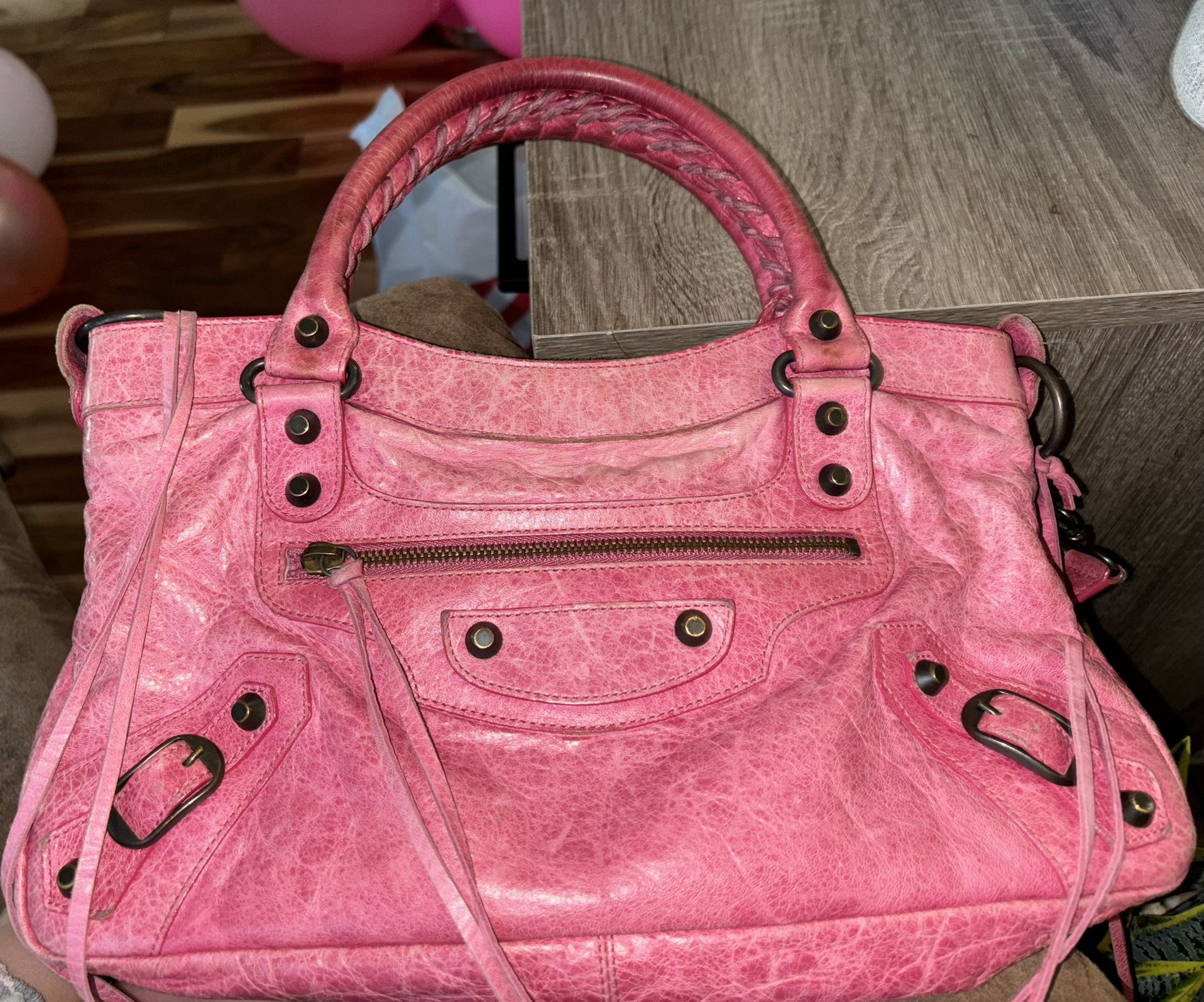 Balenciaga Pink Motorcycle Bag