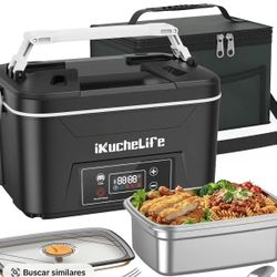 Heated Lunch Box with 24000mAh Battery, Cordless Electric Food Warmer with Scheduled Heating & Digital Display, Portable Rechargeable Lunch Heater for