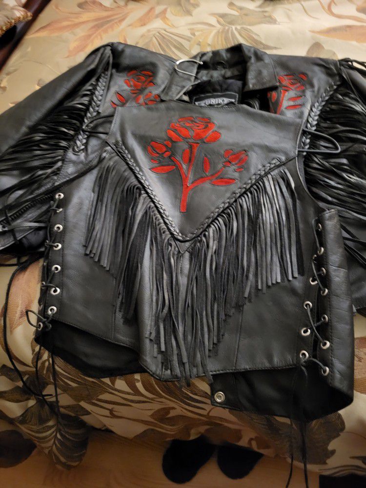 Red Rose  Motorcycle Vest And Jacket