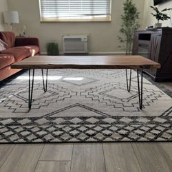 Live Edge Solid Wood Coffee Table  Modern Hairpin Legs