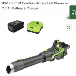 80V 750CFM cordless leaf blower, new