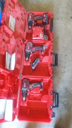 3 drills 2batteries and 1 charger