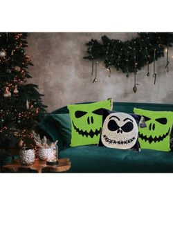 Oogie Boogie Halloween Beaded Throw Pillow Frankenstein Green Monster Ghoul