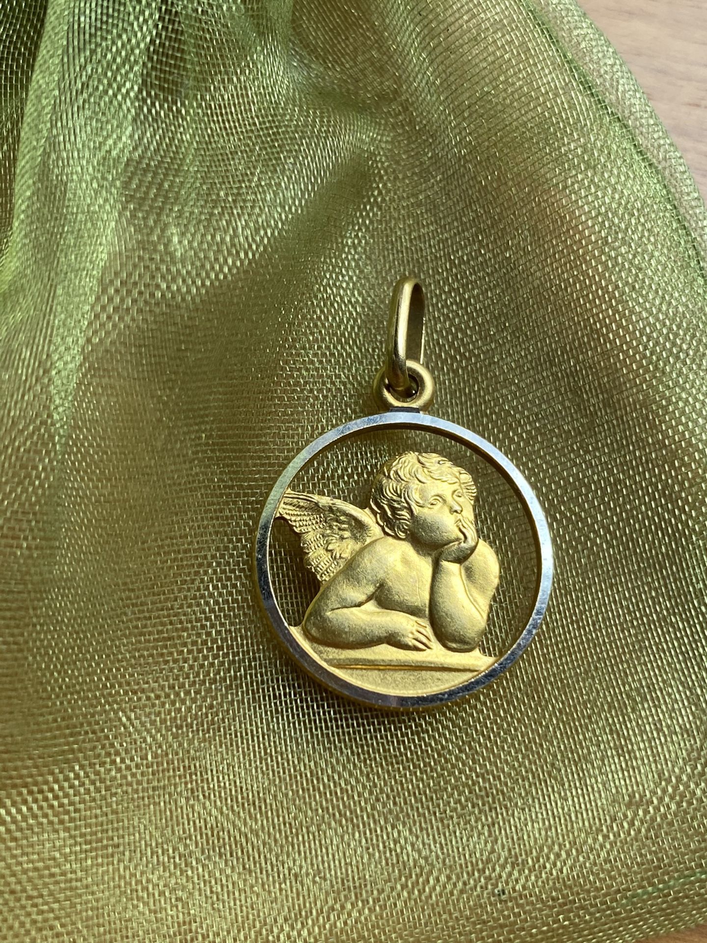 18k Italian Gold Angel Pendant
