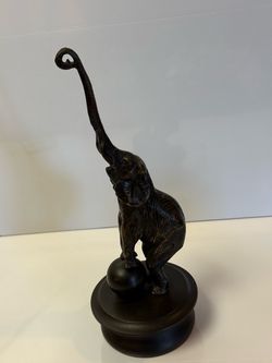 Bronze Metal Sculpture Elephant Trunk Up Circus with Ball