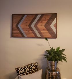 Unique Wood And Metal Abstract Wall Accent