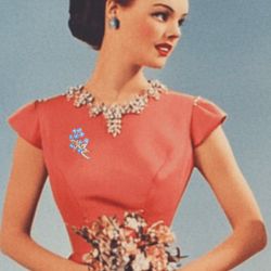 Vintage 1960s Rhinestone Floral Spray Brooch Blue Clear, 1.5x2.5”