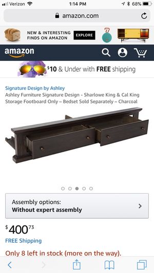 Ashley Furniture Signature Design Bedset Sold Separately Sharlowe King /& Cal King Storage Footboard Only Charcoal Component Piece