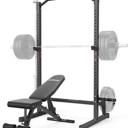 DONOW Olympic Weight Bench with Squat Rack Adjustable Workout Bench with Rack...