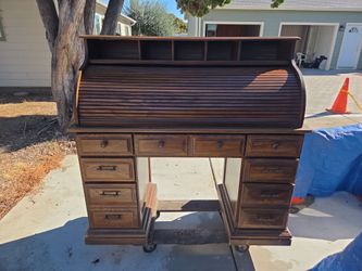 Wooden desk.