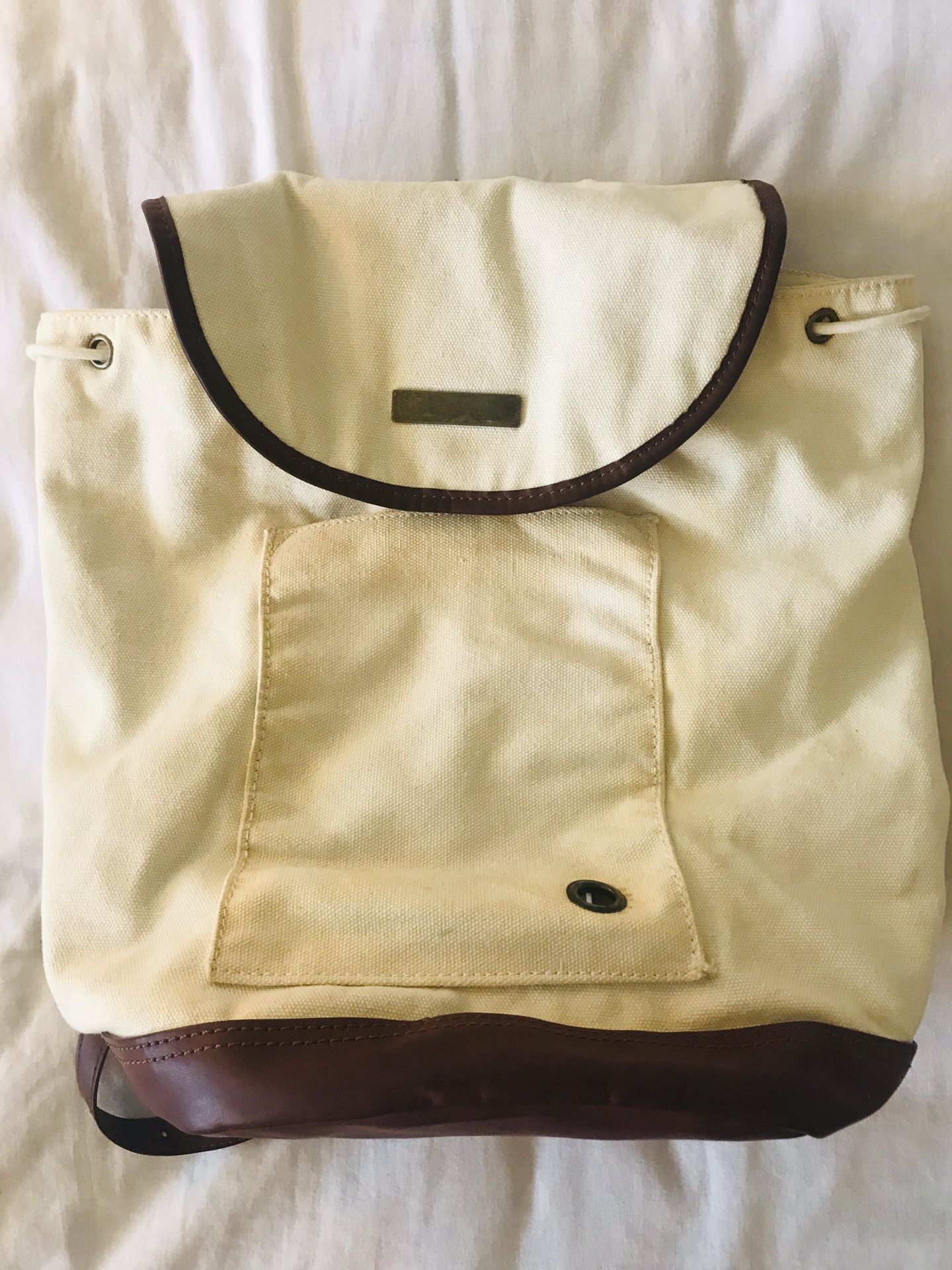 Urban Outfitters Canvas backpack with leather trim