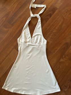 White Halter Neck Mini Dress