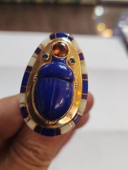 18k Yellow Solid Gold Lapis Lazuli Ring