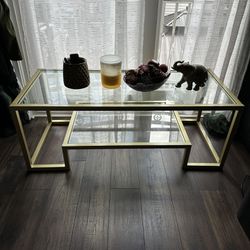 Gold Glass Living Room Table 