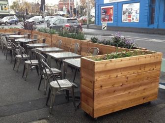 Custom privacy wall patio garden bed flower herb planter box wooden cedar redwood container vegetable urban