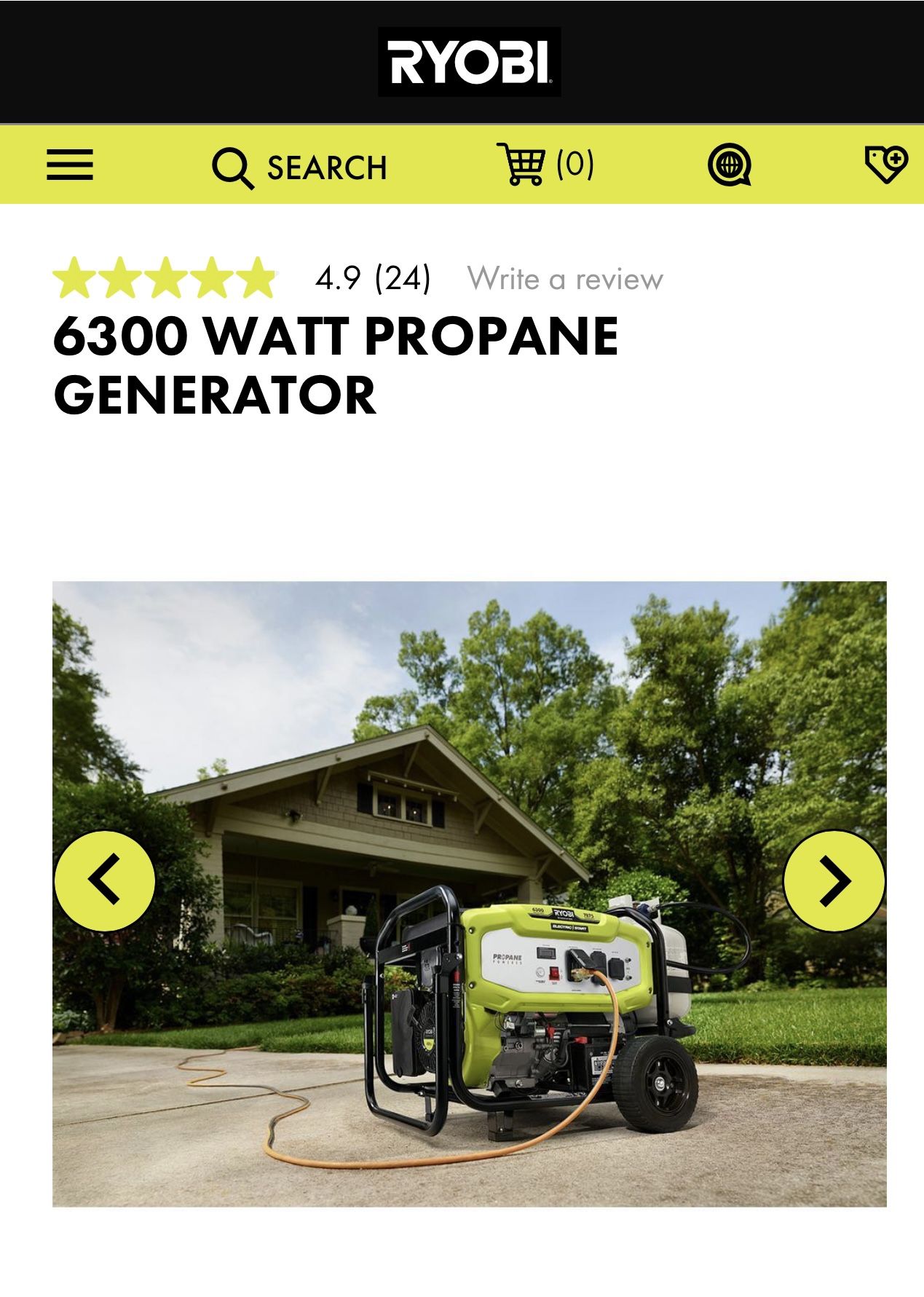 RYOBI 6300 Propane Generator