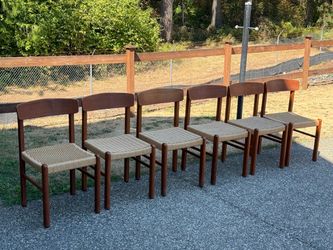 1970's Mid-Century Danish Modern Teak & Paper chair set of 6