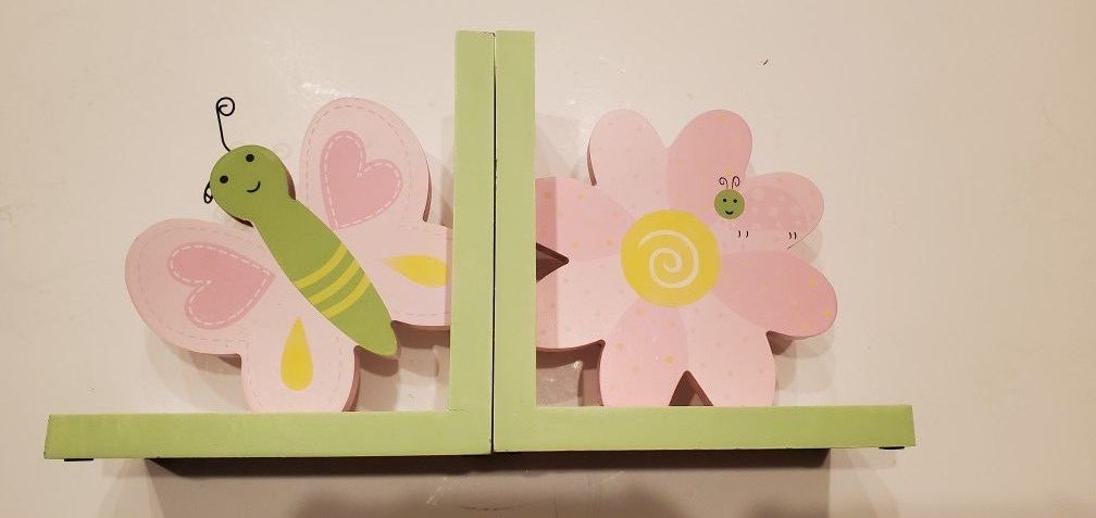 Butterfly And Ladybug Flower Book Ends By Maggie Miller