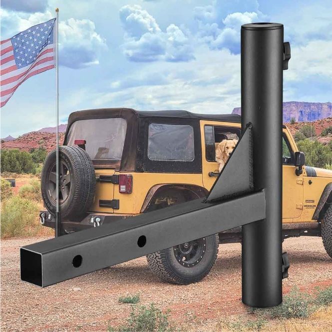 Hitch Mount Flag Pole Umbrella Pole Holder for 2" Receiver (1"-2" Poles) - Tailgate Events - Memorial Day Sale