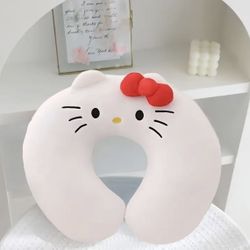 New Hello Kitty White Linen Travel Beck Pillow 