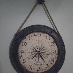 Nautical Blue Compass Wall Clock
