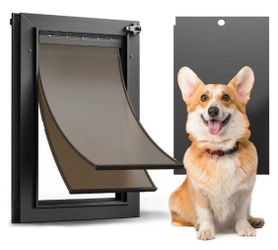 Dog Door Size Medium Heavy Duty Pet Door with Double Magnetic Flaps for Pets up to 45 Pounds New, Open Box