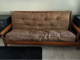 7 ft wooden futon frame with mattress