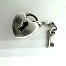 925 Sterling Silver Pandora "Key to My Heart" Lock & Key Charm - 2.8 (WMP018110)
