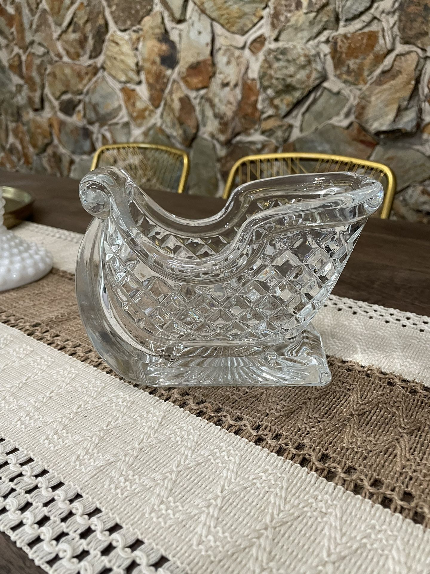 Heavy Crystal Sleigh Dish/Planter