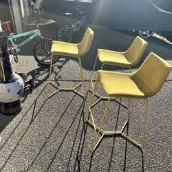 West Elm Gold Twill Bar Height Stool