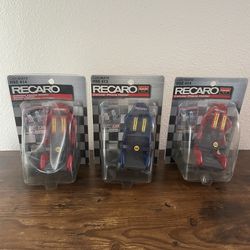 Recaro Phone Holders Lot of 3 – Blue + 2 Red – 2000s JDM Car Accessory – New in Box