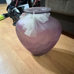 Purple Frosted Glass Vase – Large Decorative Spain Made