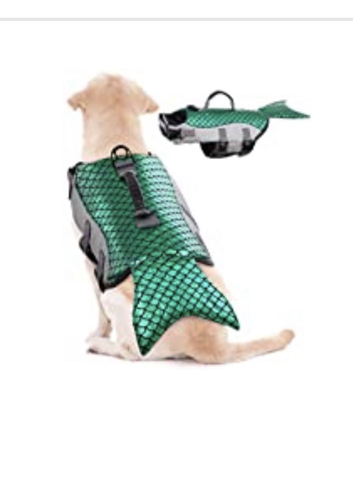 Pet Dog Life Jacket for Swimming,Mermaid Dog Lifejacket Vest for Small Medium Large XLarge Doggy Lifesaver Swimwear with Rescue Handle,Dog Safety Swim