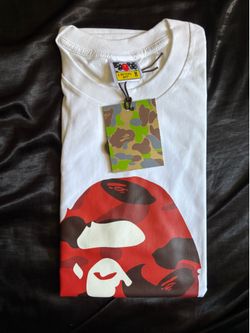 BAPE Red Camo Ape Head T-Shirt White | Size M | New With Tags
