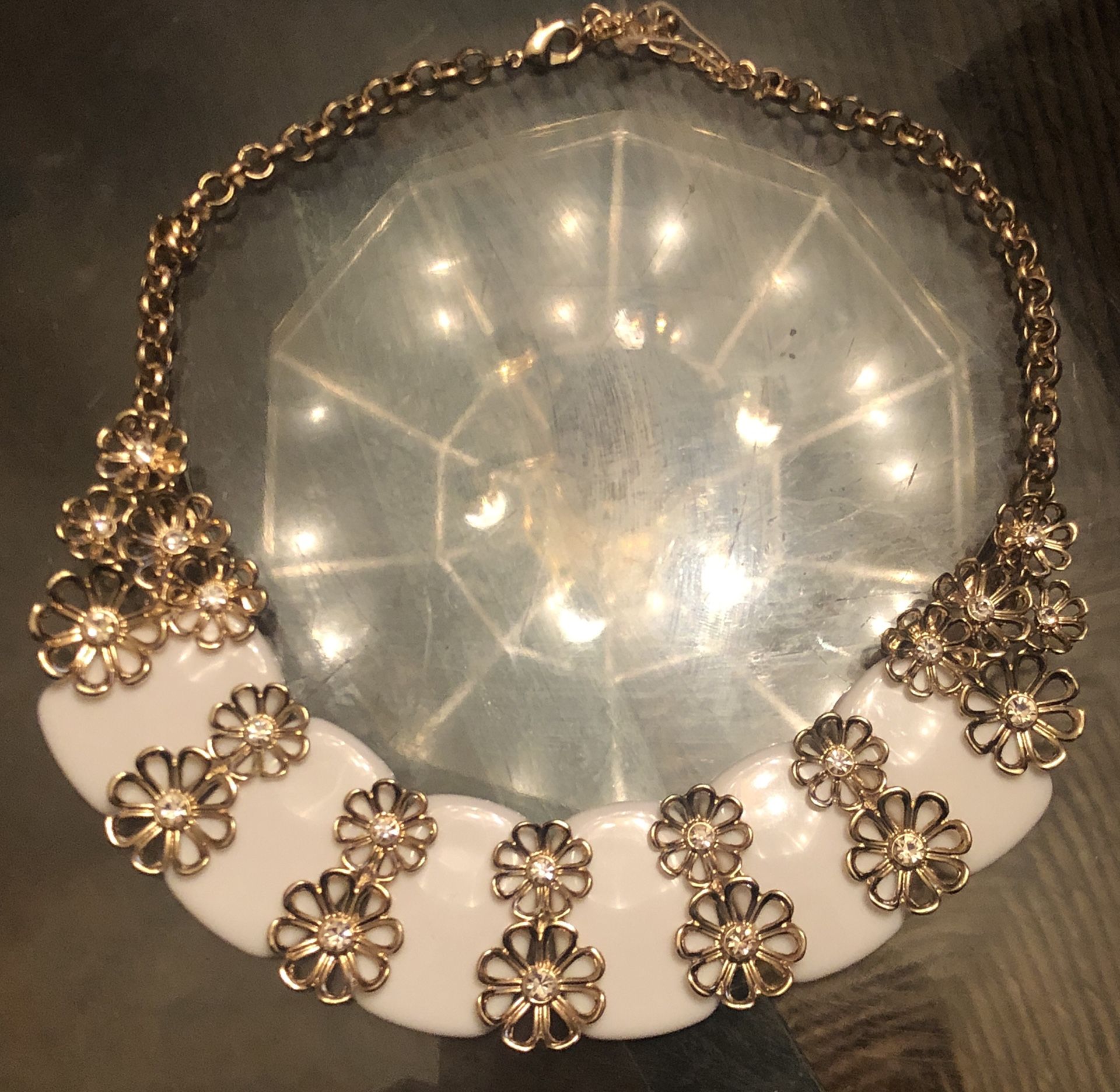 Gold & Tan Choker Necklace