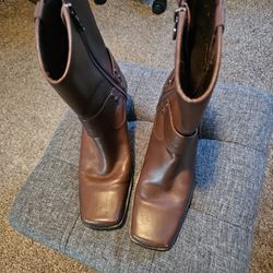 Harley Davidson Brown Leather Boots Square Toe Size 7 Women's Stock 84965