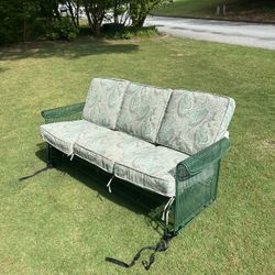 Wrought Iron/vinyl Glider Couch , Patio/ Outside 