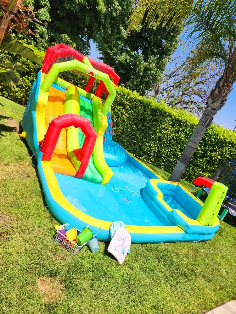 Inflatable Water Slide Park with Splash Pool Climb The Wall,
