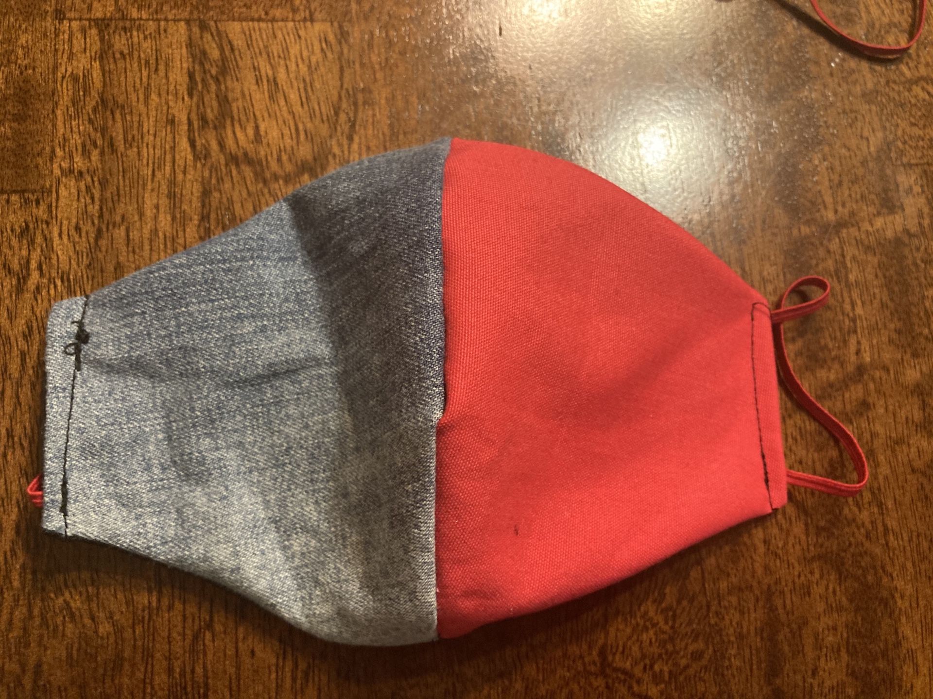 Denim red & blue face mask