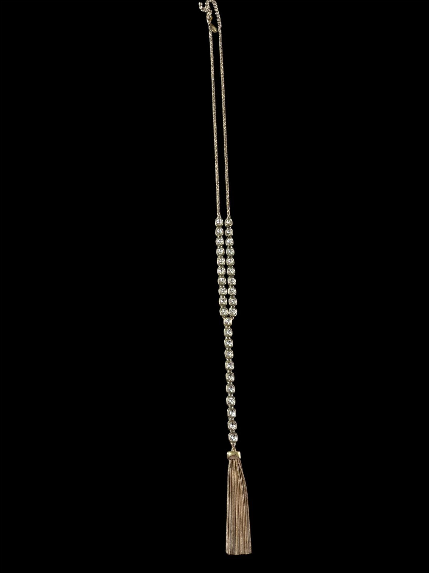 Vintage Crystal Lariat Tassel Necklace