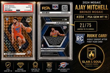 2024-25 Panini Mosaic Ajay Mitchell RC Bronze Mosaic Rookie #/75 Thunder PSA 10